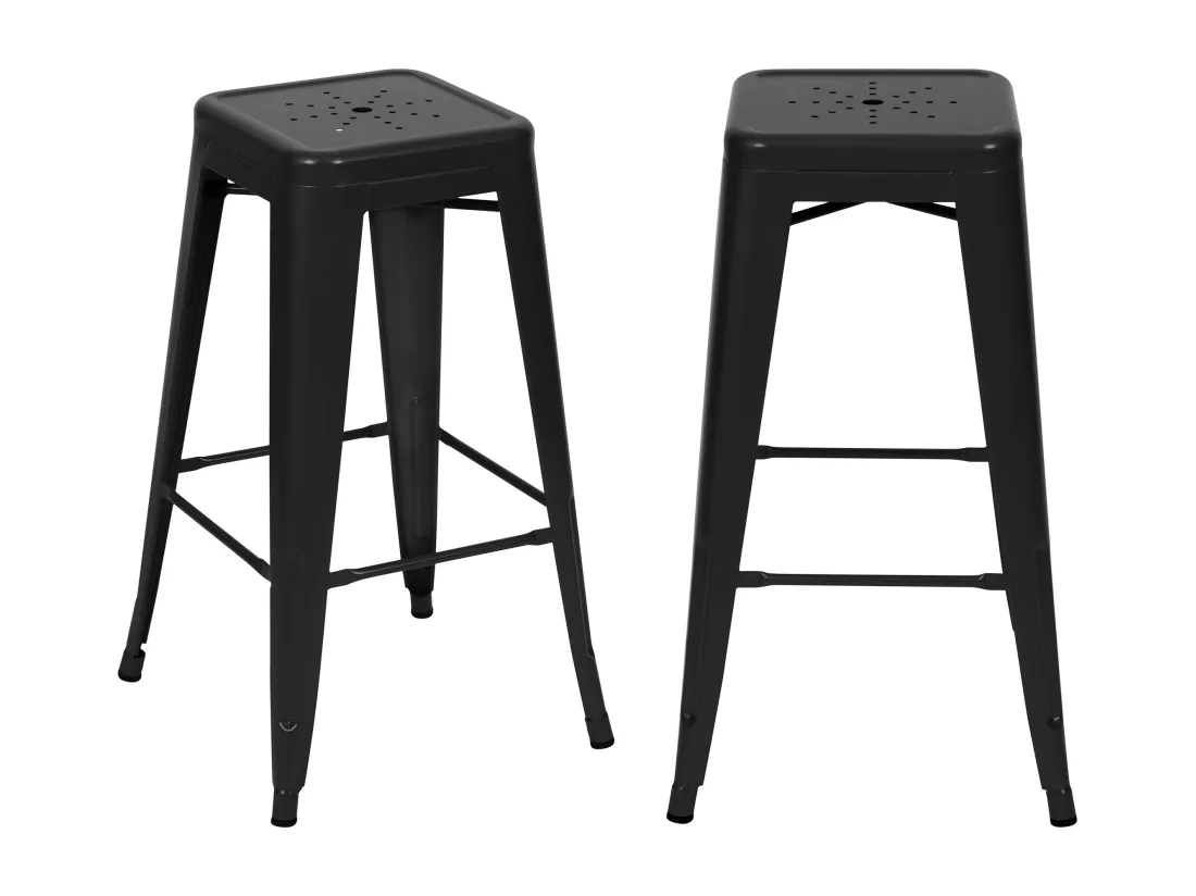 Lot de 2 tabourets pour îlot central 66 cm en métal noir mat - Indus