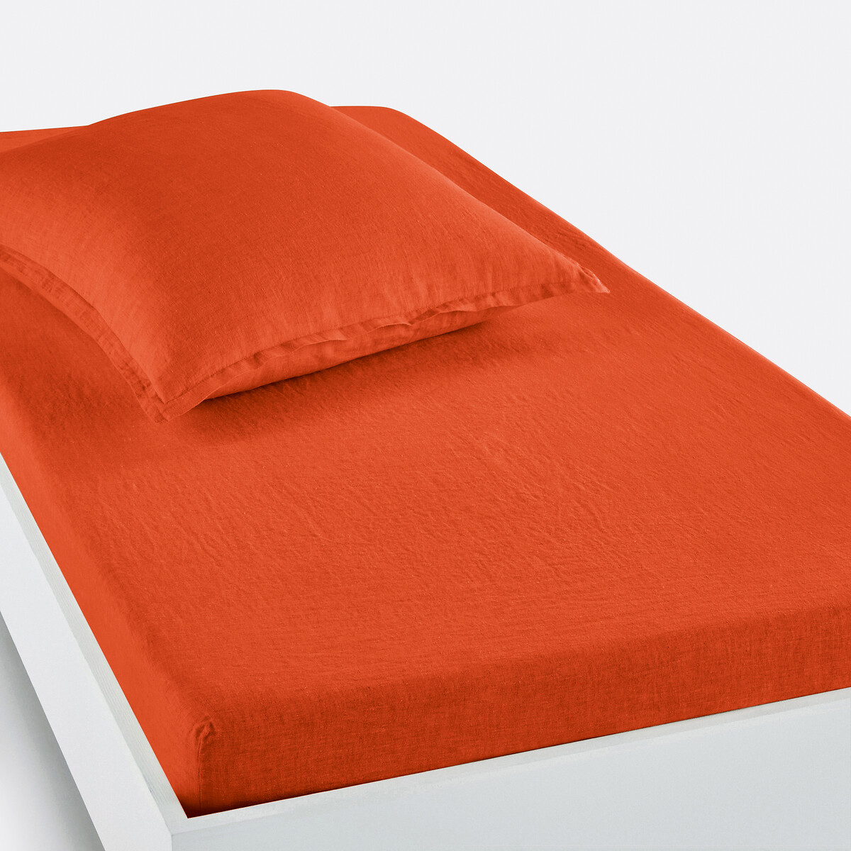 LA REDOUTE INTERIEURS<br>Lençol justo de linho lavado, bainha 30 cm, Linot