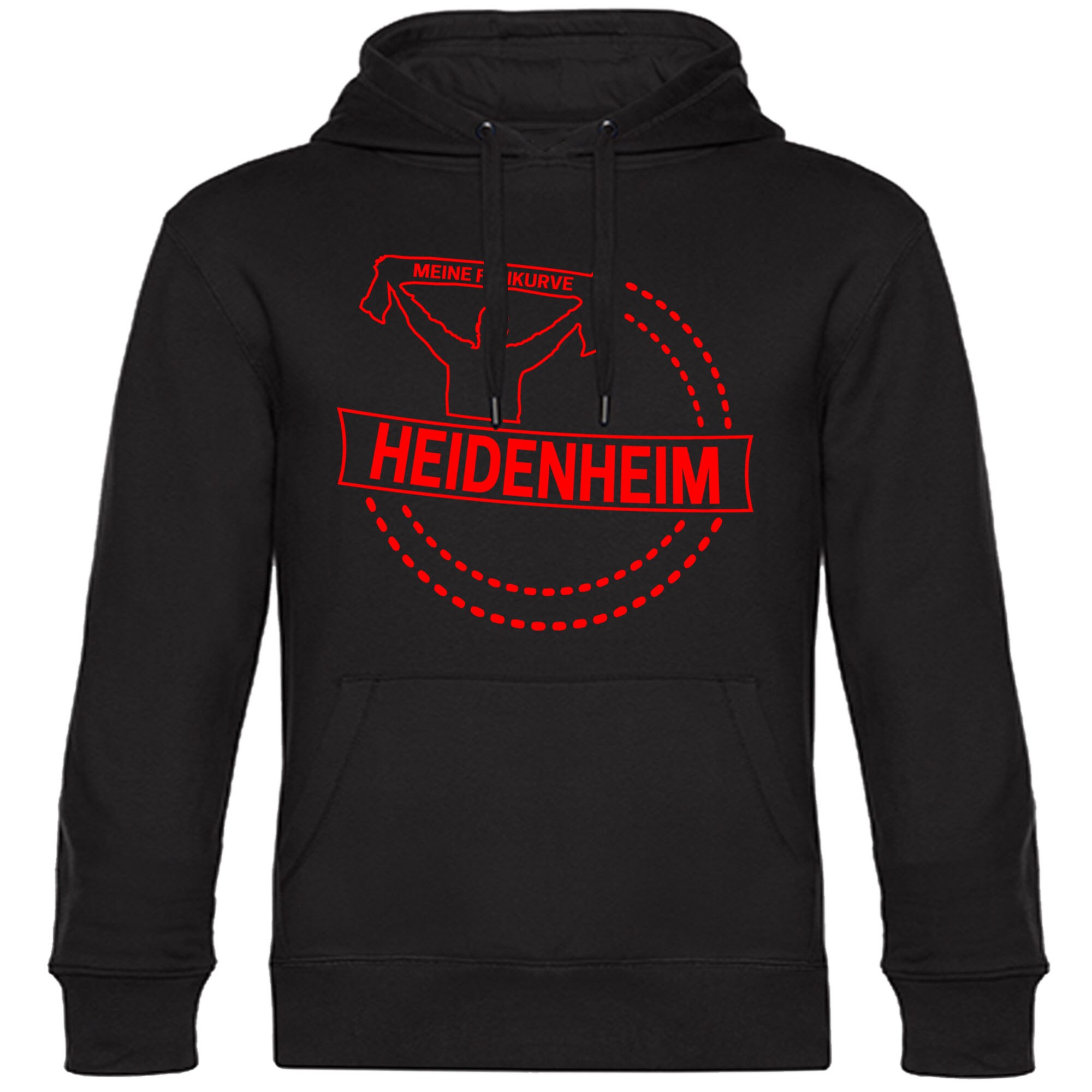 multifanshop® Kapuzen Sweatshirt - Heidenheim - Meine Fankurve - Druck rot