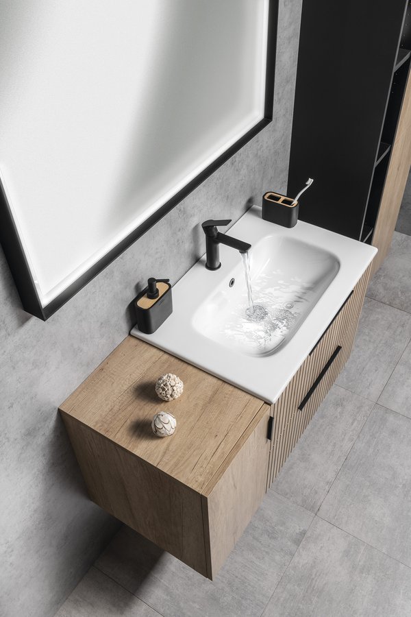 Sapho Piedra keramische wastafel met kraangat 71x46.5cm wit glans