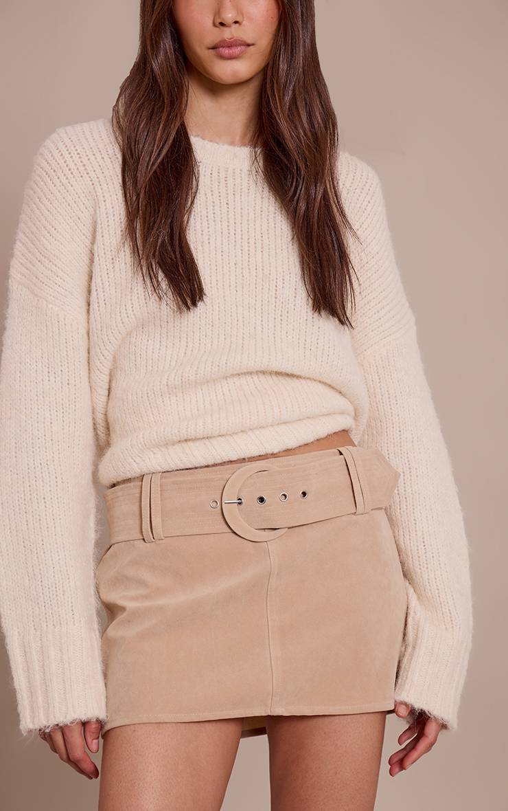 Sable Mini-jupe En Synthétique Avec Ceinture