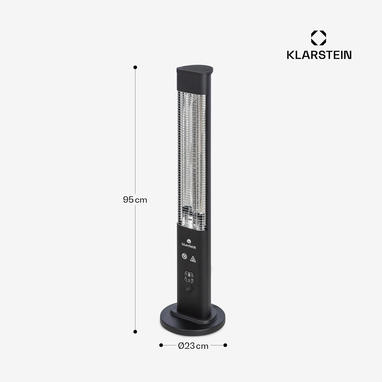 blumfeldt Infrarotheizung, Heizstrahler für den Innenraum, Infrarotheizung Standgerät, Sicher Elektroheizung mit Kippschutz, Energieeffiziente Heizung mit IP65, Terrassen-Heizstrahler, 1200 Watt