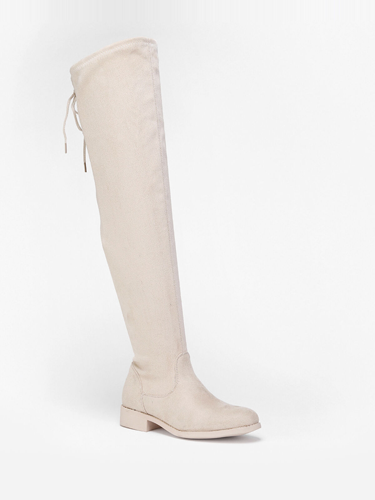 Cuissardes en suédine à laçage- Beige
