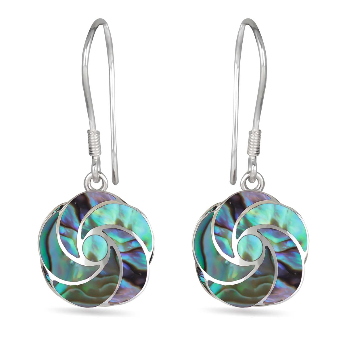 Pendants d'oreille en nacre abalone et Argent 925 millièmes - Bijoux de qualité supérieure