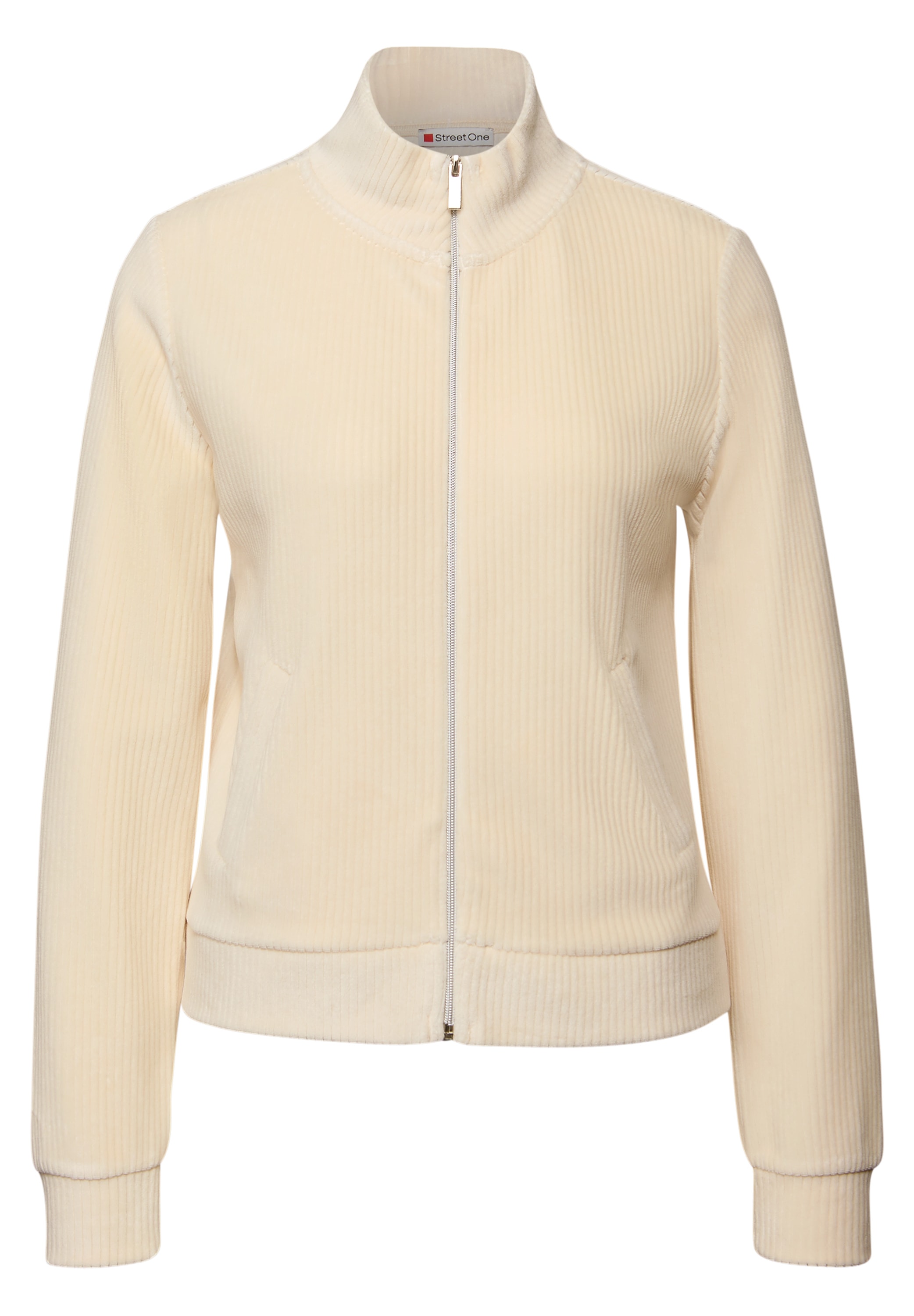 STREET ONE Sweatjacke Cord, mit elastischem Saum und Reissverschluss