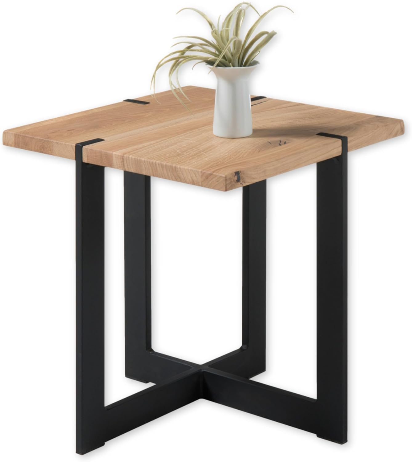 TIAGO MINI Couchtisch Massivholz Eiche - Moderner Sofatisch mit robustem Metallgestell für Ihr Wohnzimmer - 45 x 50 x 45 cm (B/H/T)