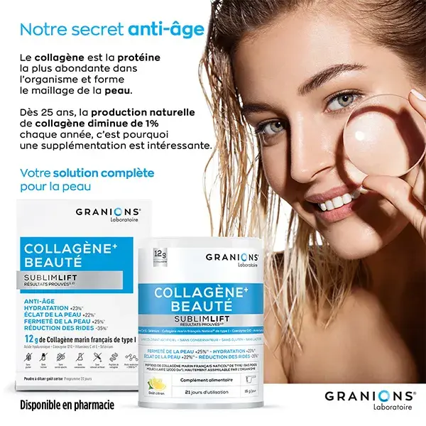 Granions SublimLift Colágeno Marinho, Ácido Hialurônico - Sabor Limão 315g