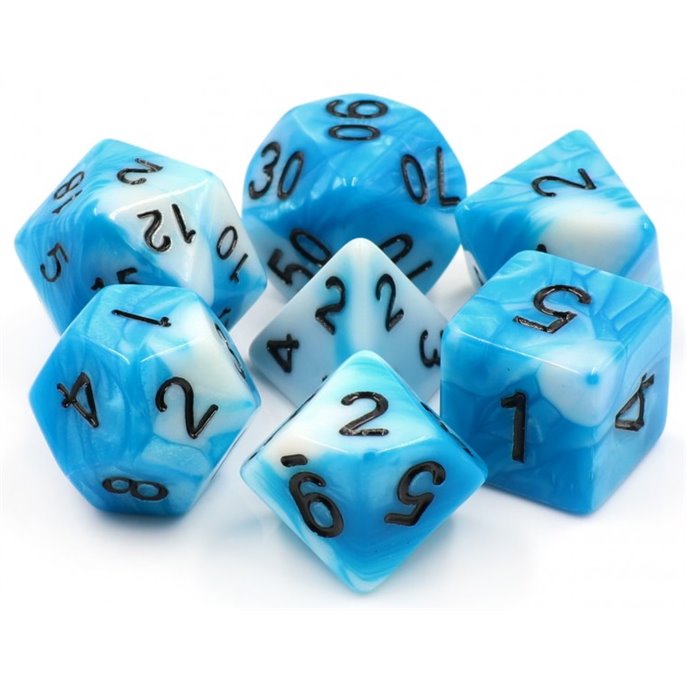 Set de dés de Jeu de Rôle : Bleu  et  Blanc
