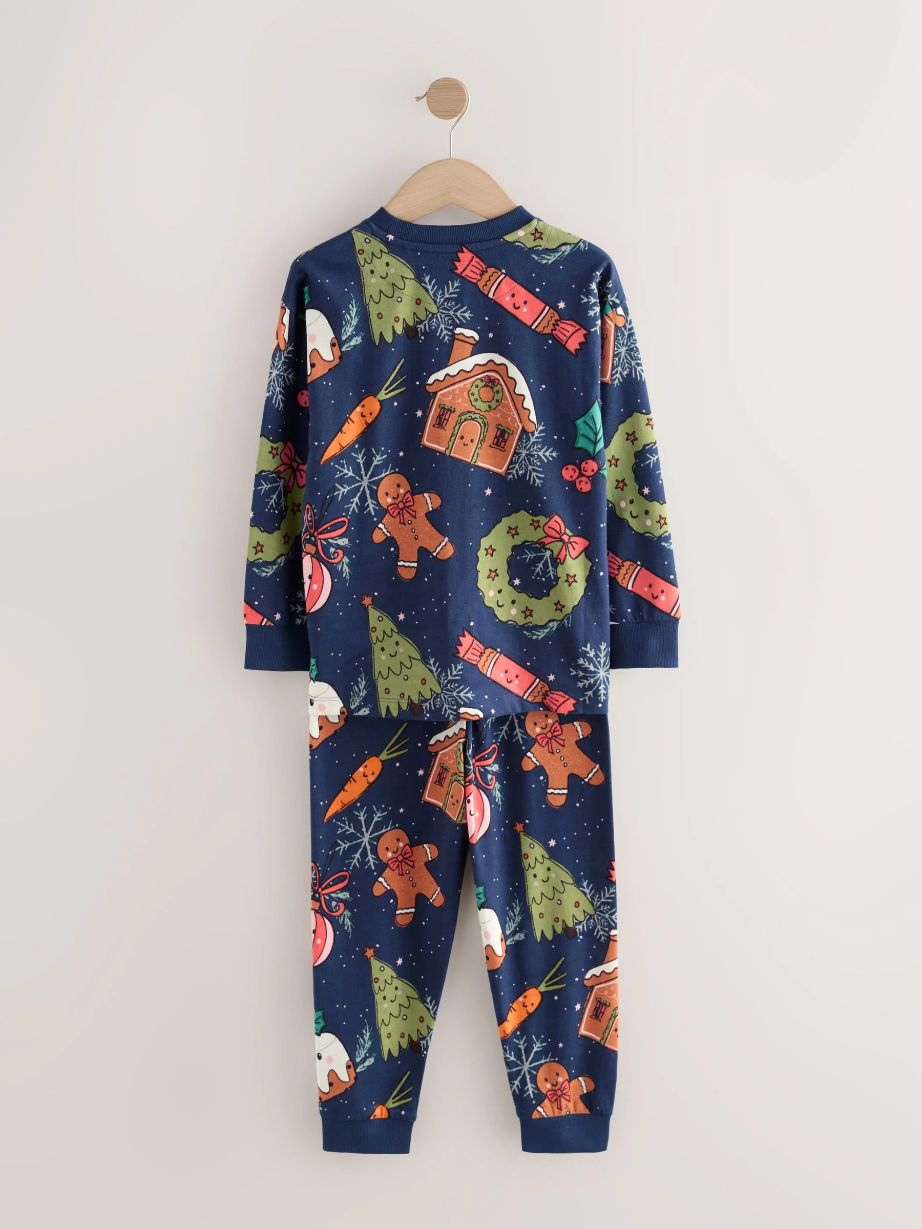 Marineblauw met pudding - Matching Family Kerstmis Behaaglijke Pyjama's met Lange Mouwen (9mnd-16jr)