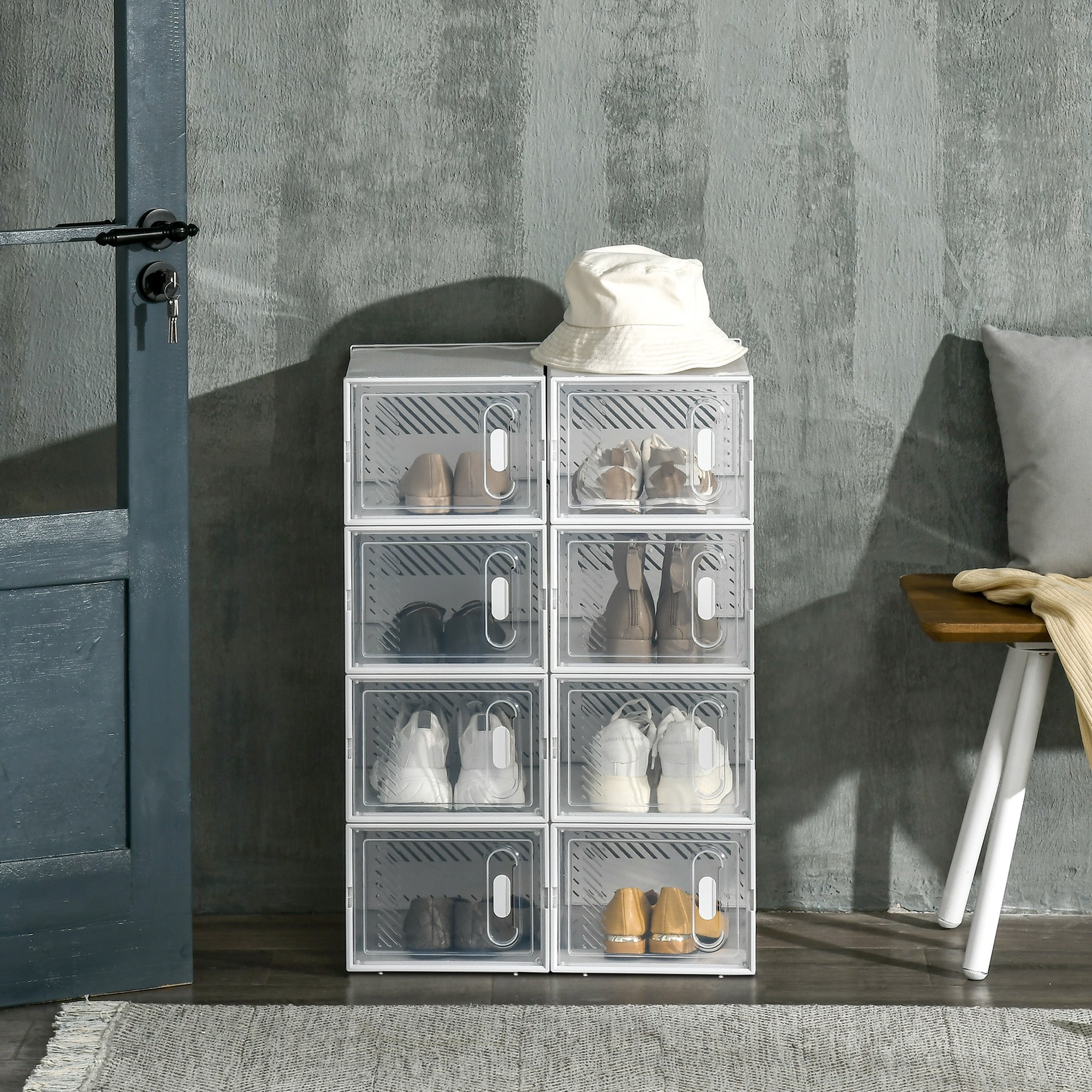 HOMCOM Aufbewahrungsschrank mti Lüftungsöffnungen transparent 25L x 35B x 19H cm