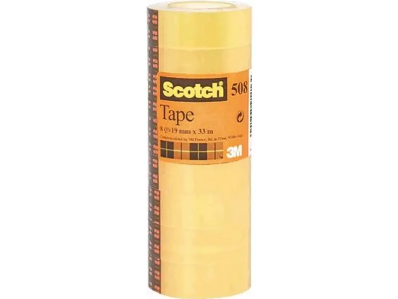 Scotch 7100213205, 33 m, Transparent, Akryl, Polypropylen (PP), 2,54 cm, 19 mm, 8 stk