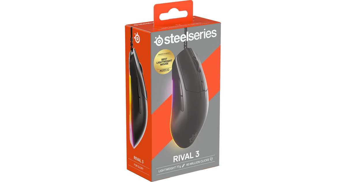 SteelSeriesRival 3 Gen 2 gaming muis  (Zwart, 8.500 dpi, RGB leds)