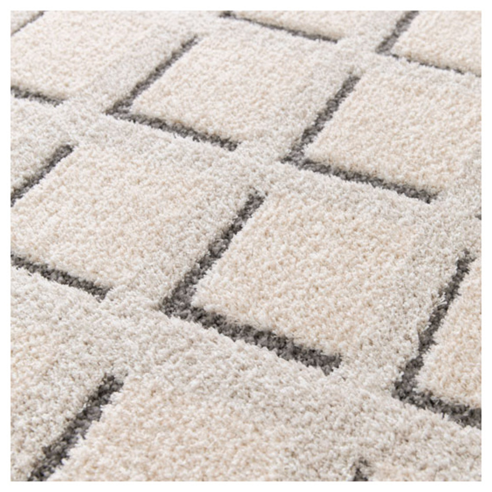 Tapis de salon graphique en relief - case - beige crème - 160 x 230 cm