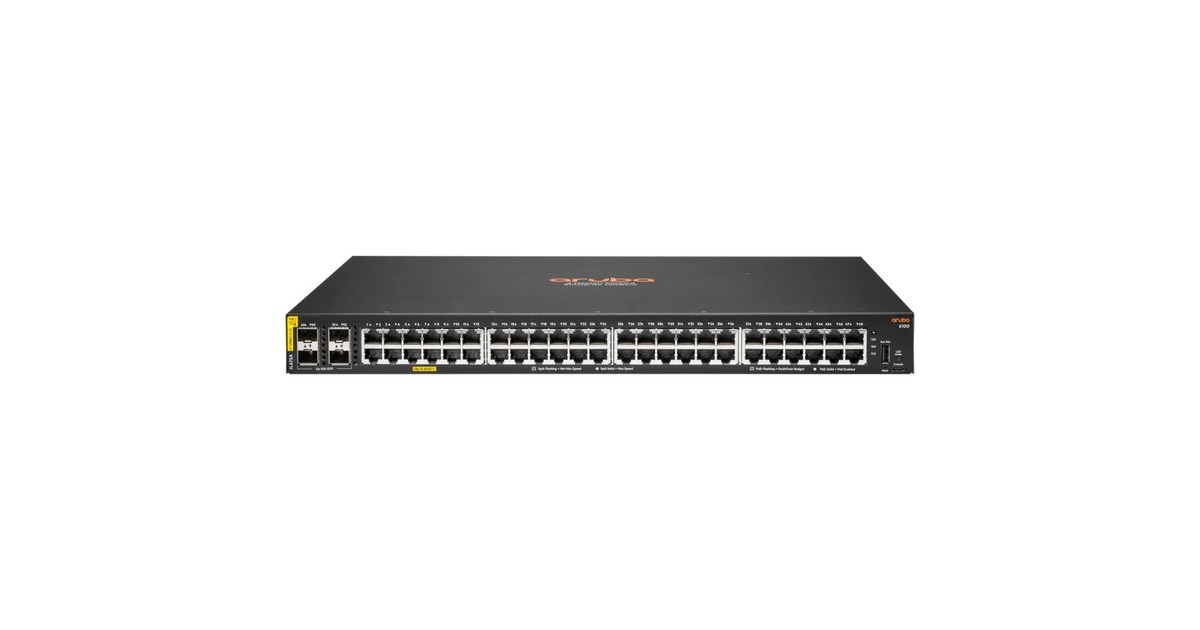 Hewlett Packard EnterpriseAruba CX 6100 48G CL4 PoE 4SFP+ switch  (Zwart, 370 Watt PoE, 1U)