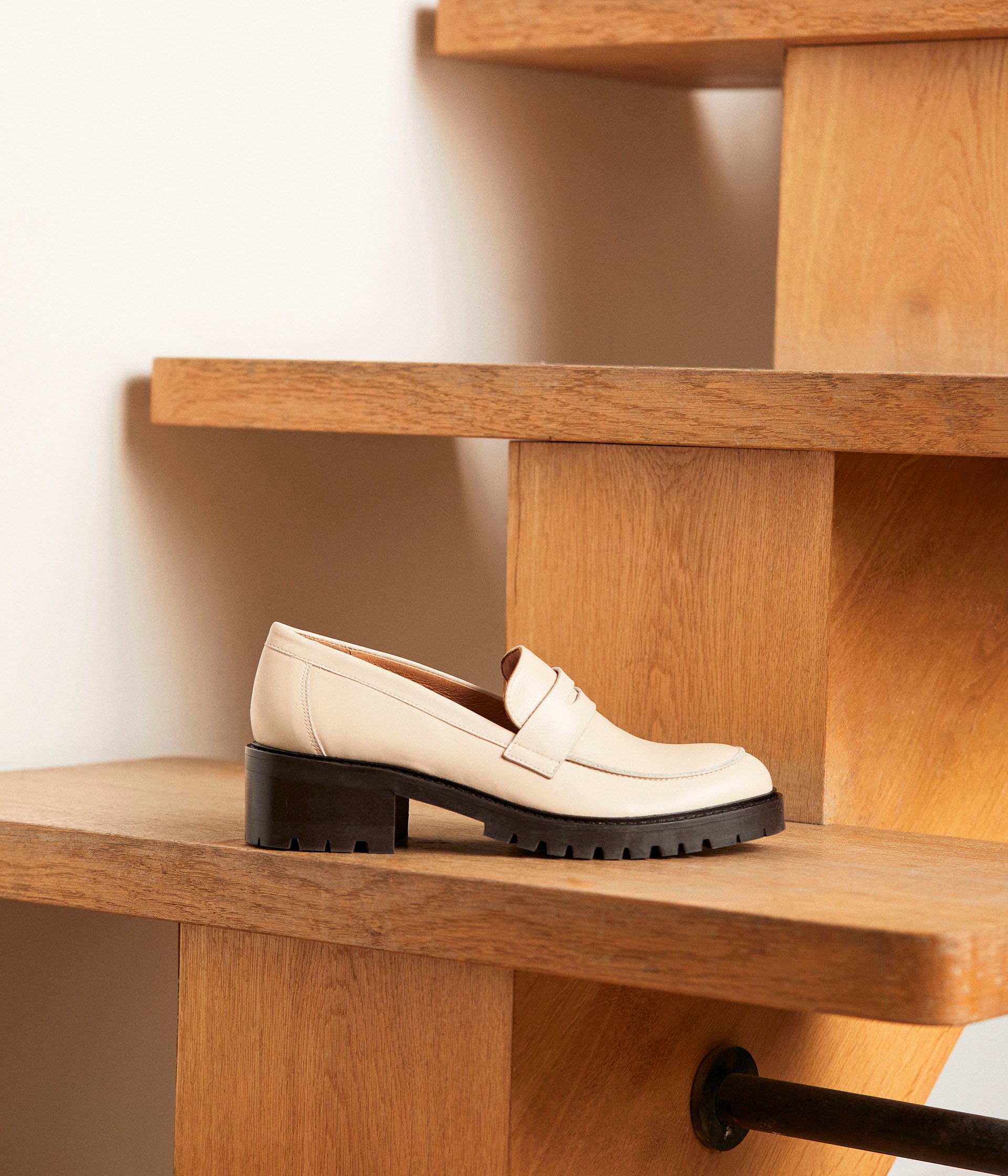 Mocassins cuir écru Aubree