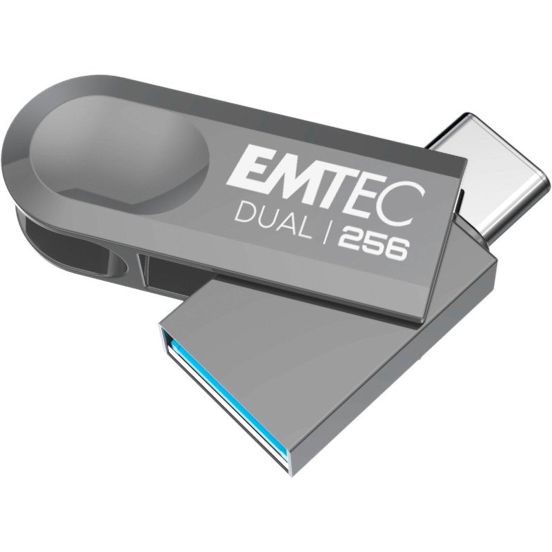Emtec clé USB D280 Dual 256 Go Usb 3.2 (USB-A), Usb 3.2 (USB-C) Gris