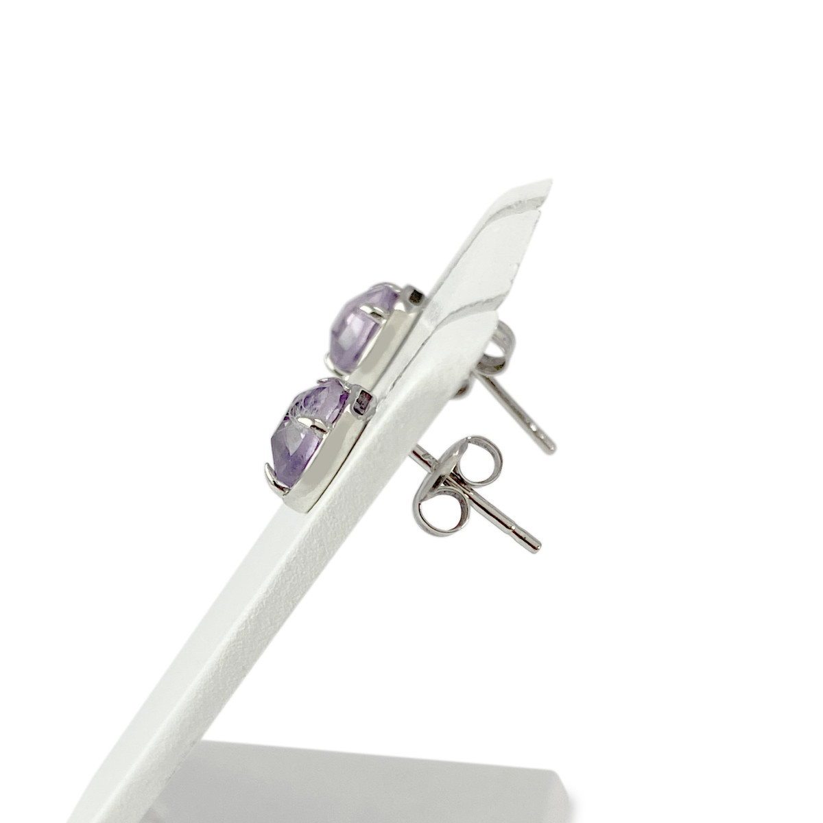 Boucles d'oreilles d'occasion or 750 blanc améthystes