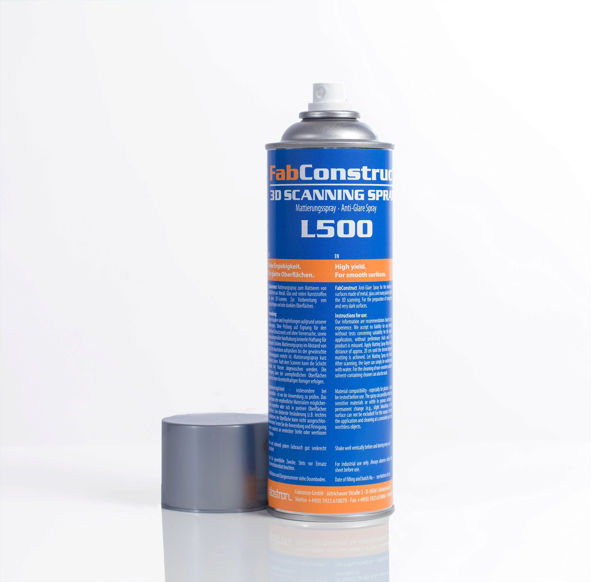FabConstruct  3D-Scanner Mattierungsspray L500, 500 ml    Objekte für den 3D-Scan vorbereiten