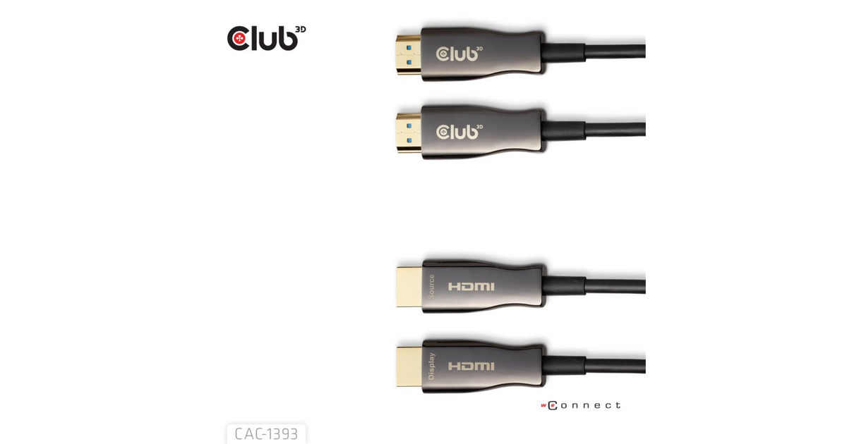 Club 3DHDMI Hybrid AOC kabel 8K60Hz/4K120Hz 50m  (Zwart)