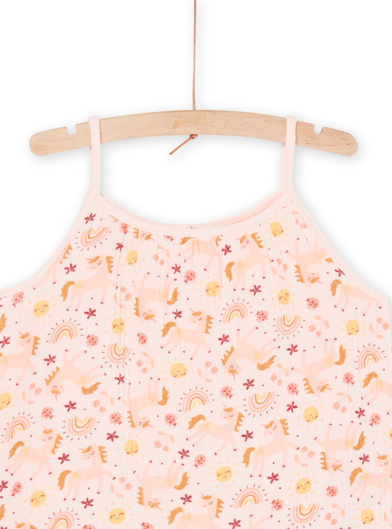 Pyjama rose poudré à imprimé licornes et fantaisie