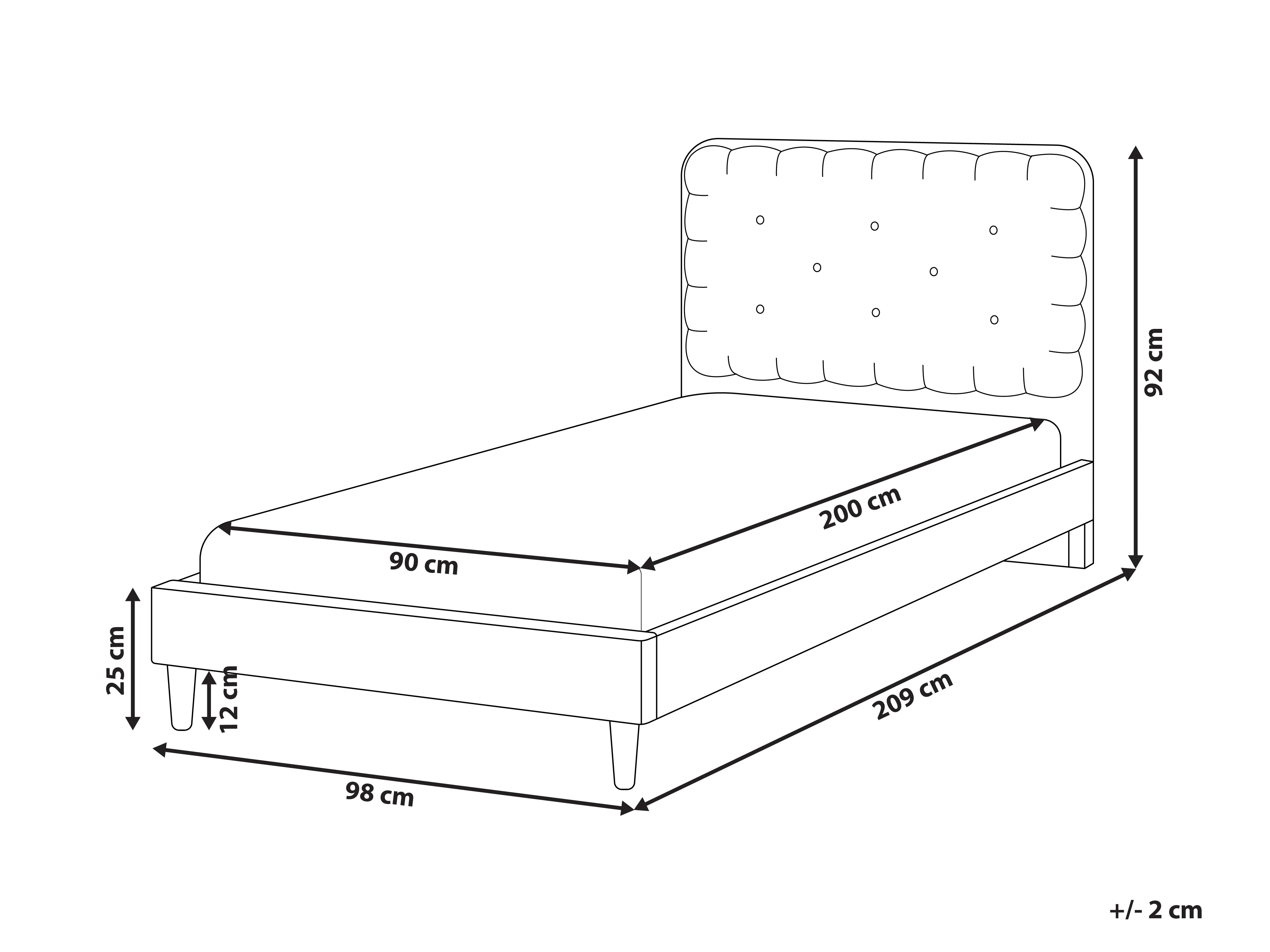 Bed Fluweel CORSAINT 90 x 200 cm Beige