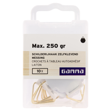 GAMMA schilderijhaak zelfklevend vermessingd 10 stuks