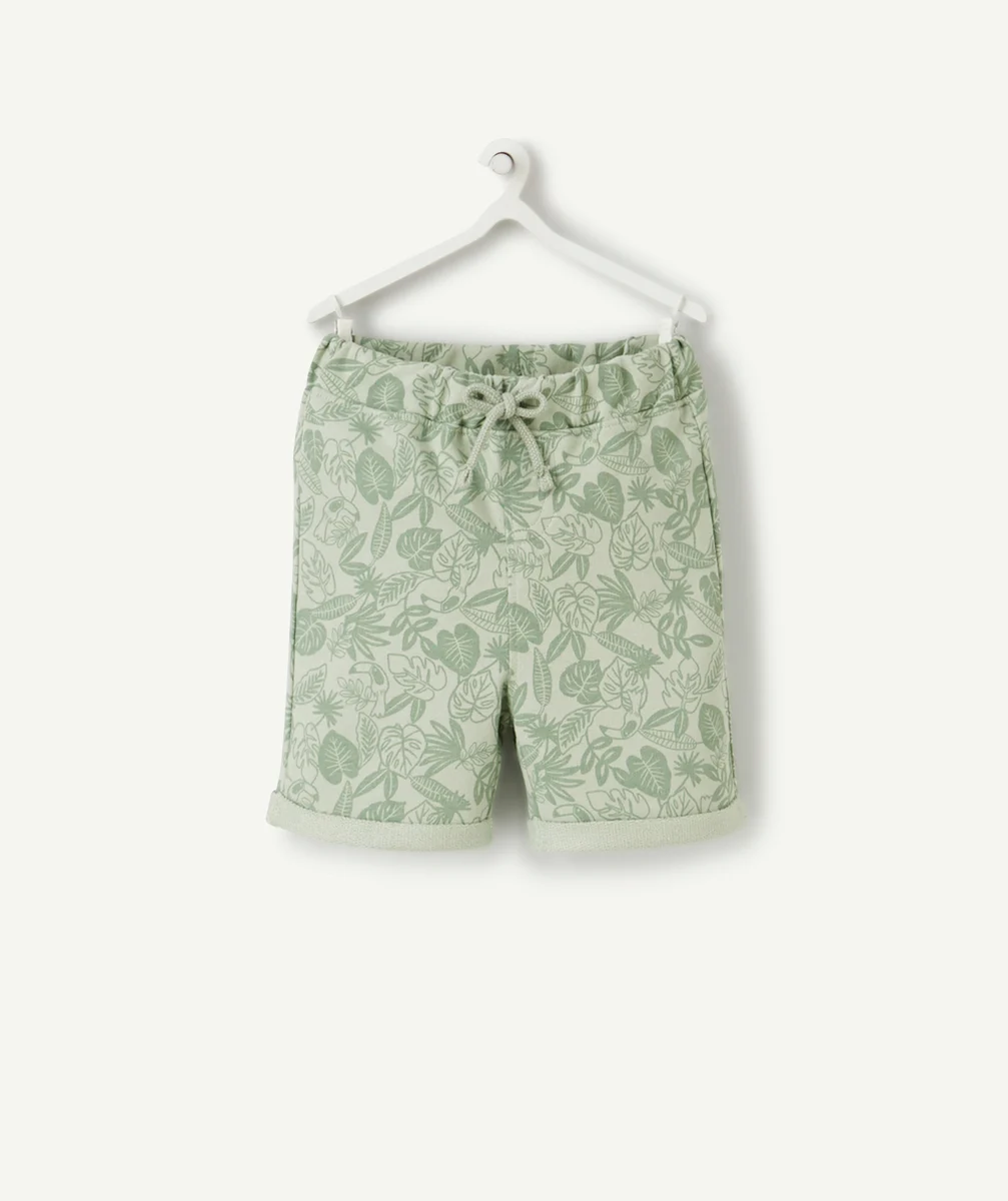 BERMUDA BÉBÉ GARÇON EN FIBRES RECYCLÉES VERT IMPRIMÉ TROPICAL