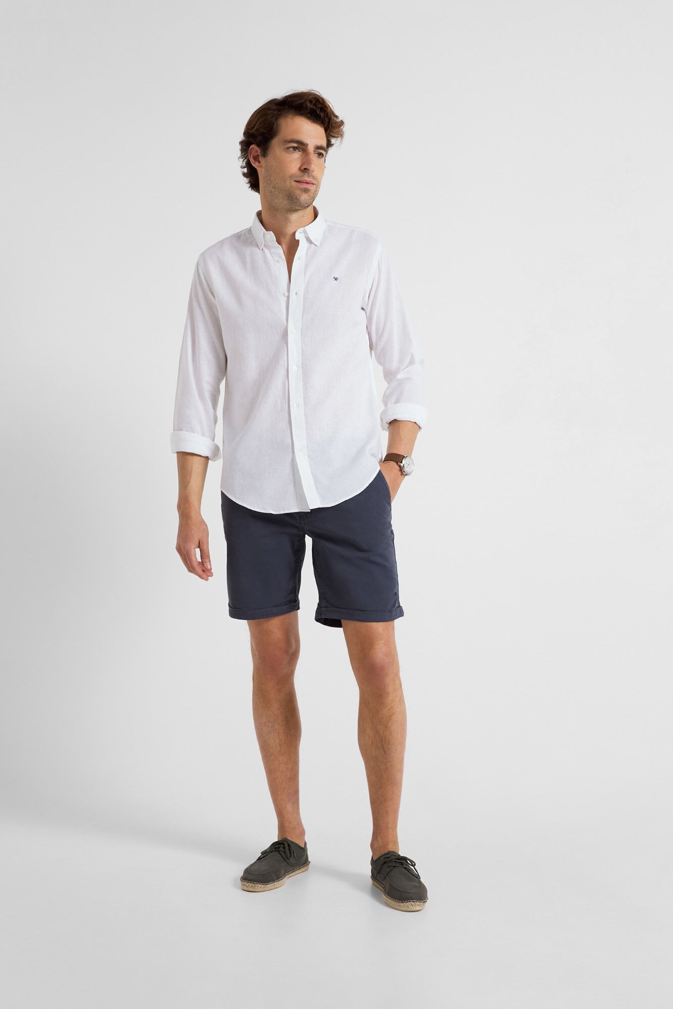 Camisa esportiva branca de linho natural - Branca