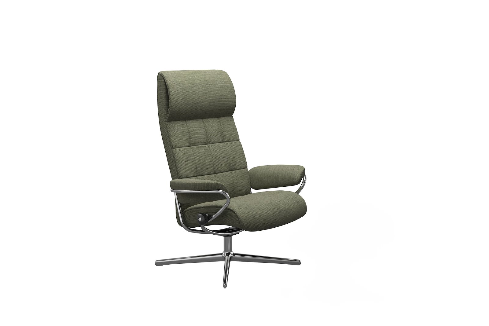 London lenestol Tekstil Jasmine Dark Green - Cross - Chrome