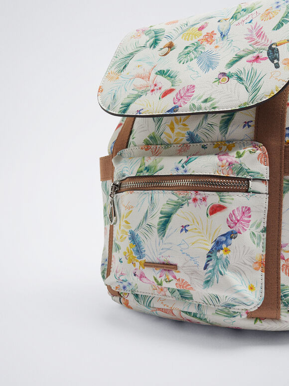 Mochila estampada - Marrom