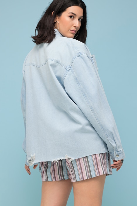 Jeanshemd, oversized, destroyed, Hemdkragen, Langarm