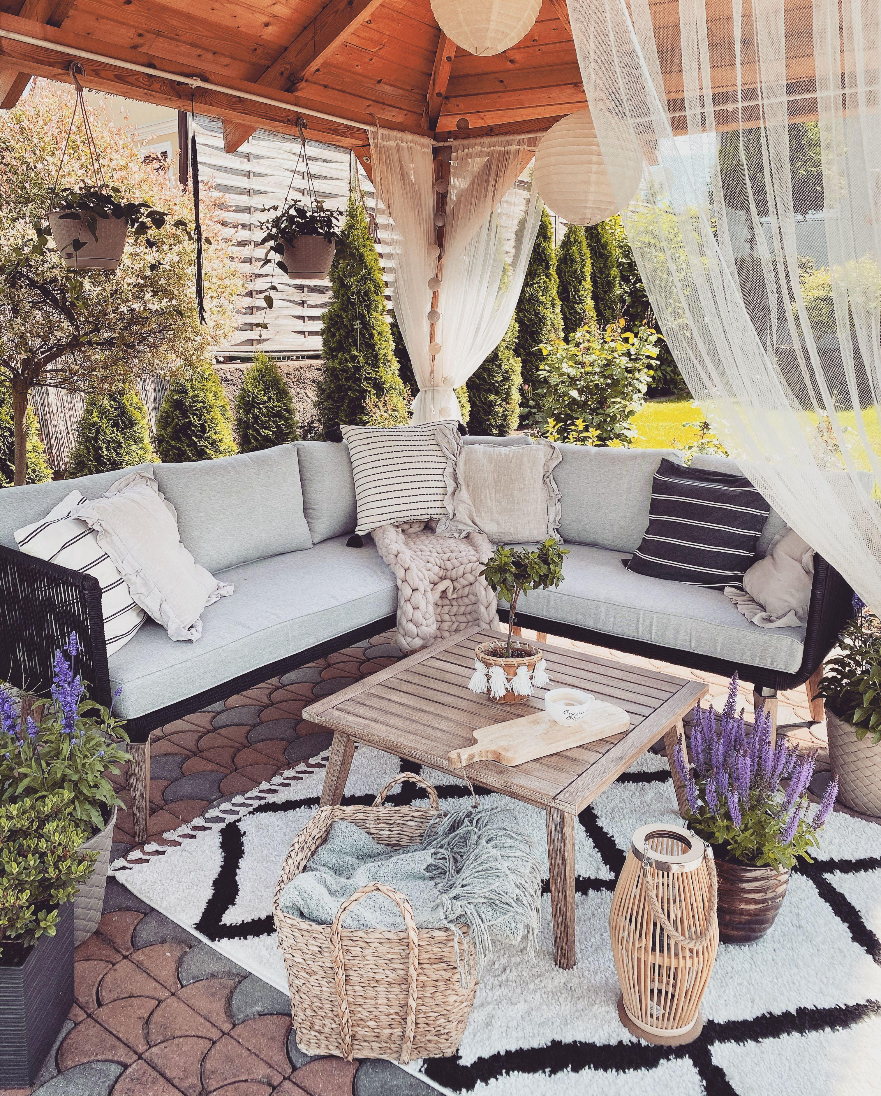 Tuin hoekloungeset met tafel 5-zits ALCAMO linkszijdig Acaciahout Zwart
