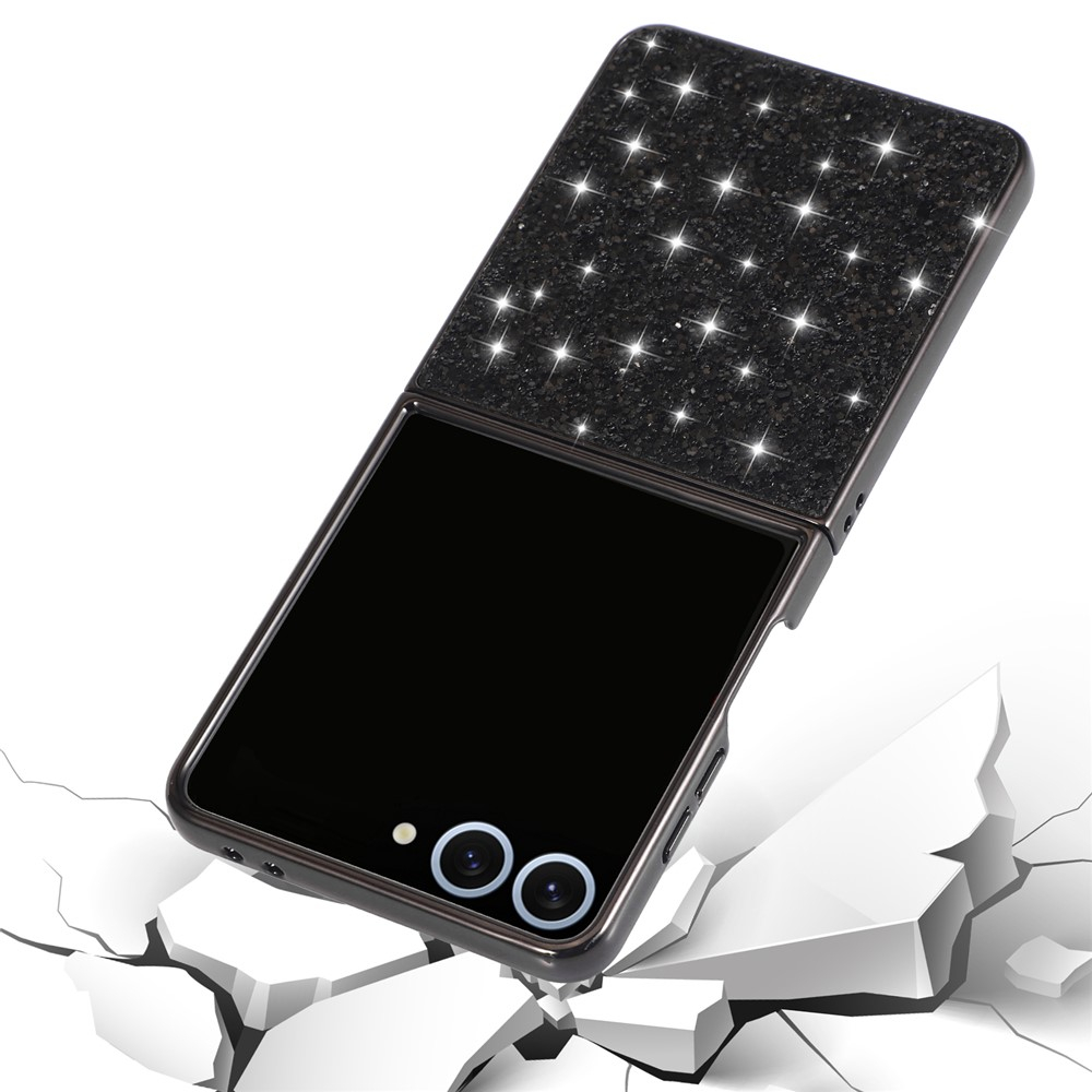 Samsung Galaxy Z Flip7 Hybrid Hardcase Schutzhülle im Glitzer Design - Schwarz