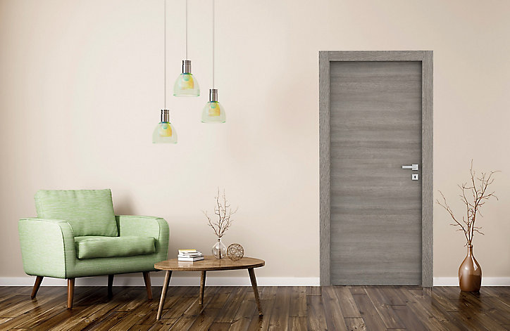 Bloc-porte Alexia gris clair H.204 x l.63 cm, poussant gauche