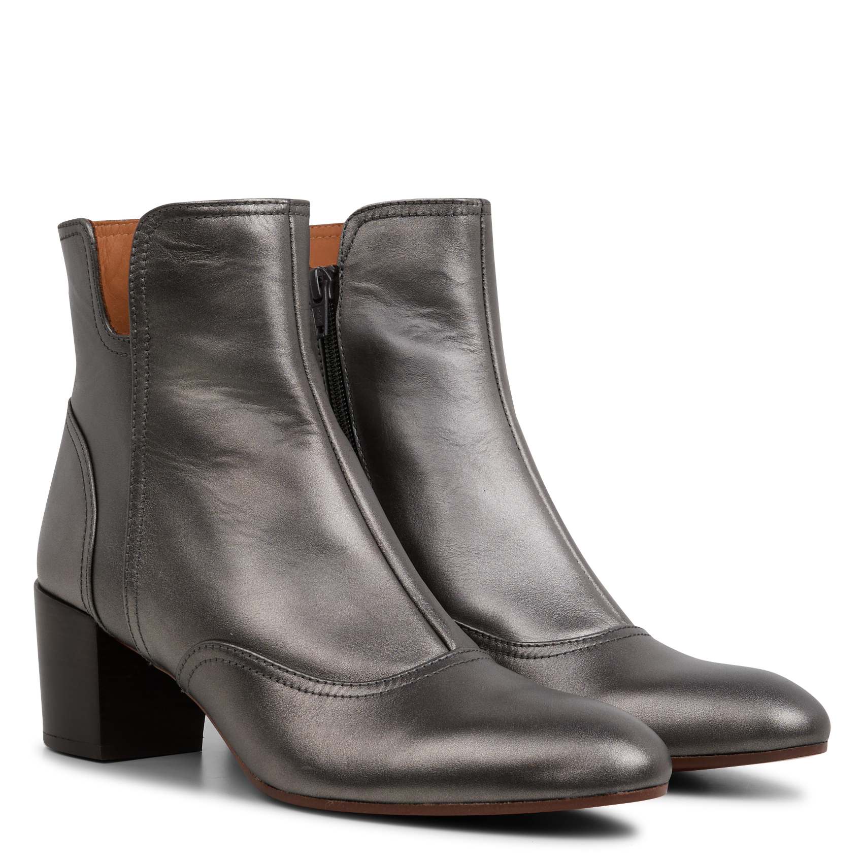 NONBA - Bottines en cuir métallisé | Argent