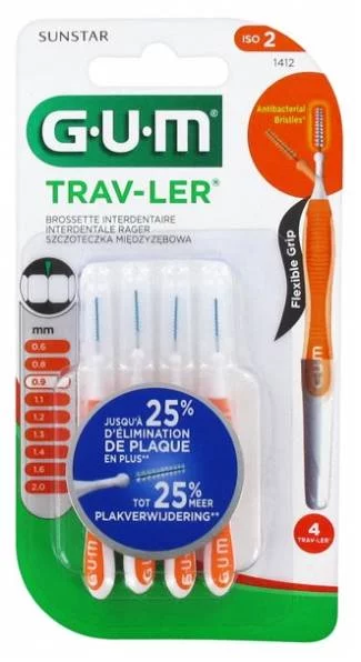 Brossette interdentaire GUM TRAV-LER 0,9 mm - 4 unités