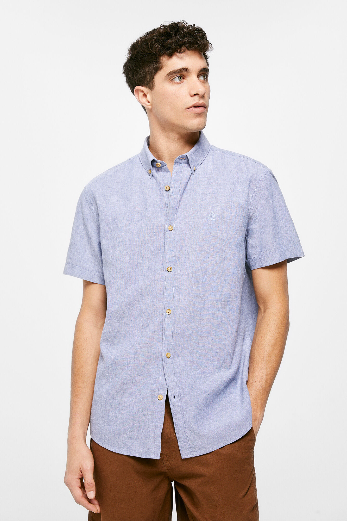 Camisa de linho - azul médio