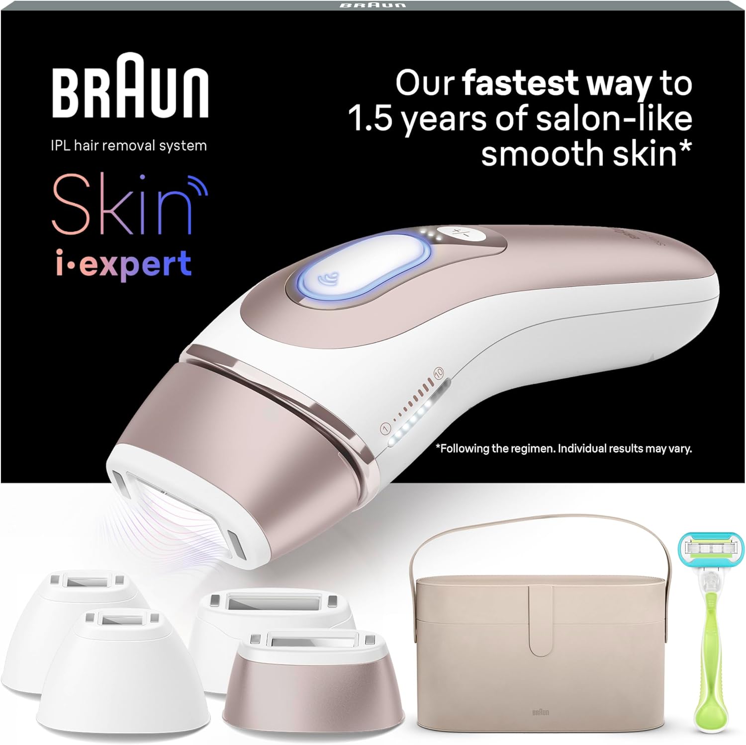 Braun Smart IPL 7 Skin i·expert, Gratis App, Haarentfernungsgerät Damen, sichtbare Haarentfernung, Designed In Germany, 4 Aufsätze, Venus Rasierer, Alternative zu Laser Haarentfernung, PL7387