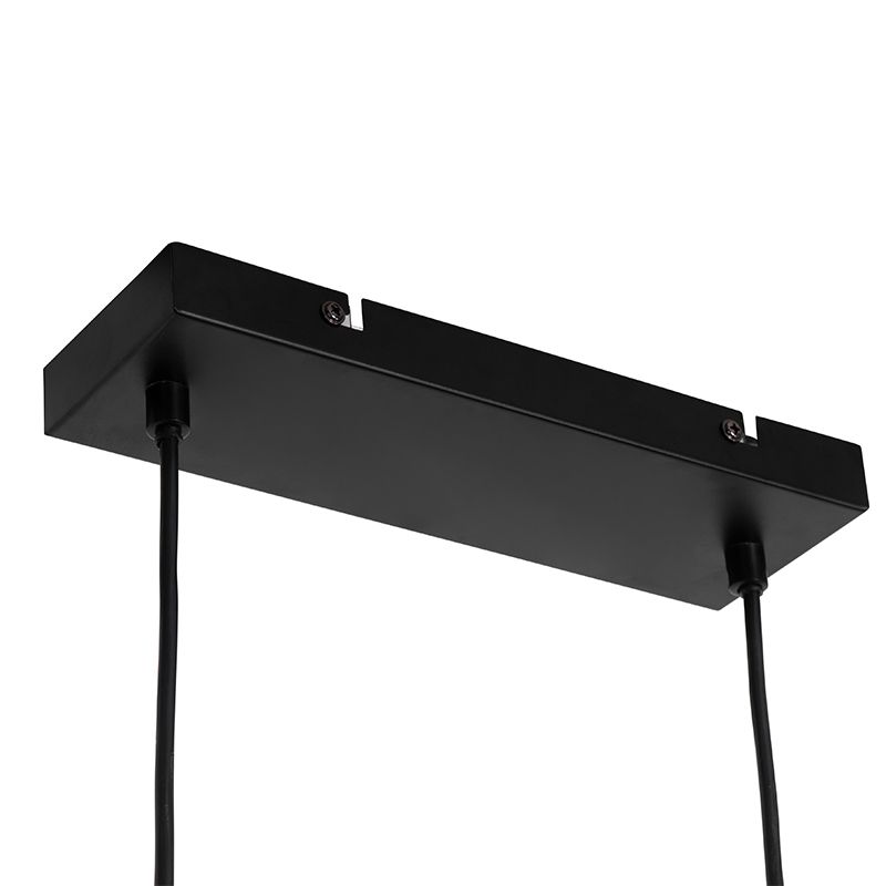 Landelijke hanglamp zwart met hout 4-lichts - Stronk