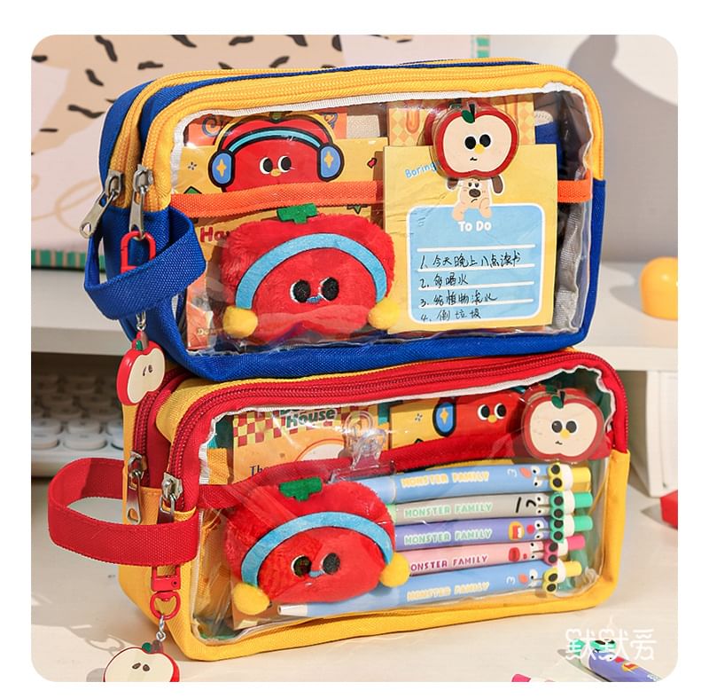 Momoi - Cartoon Apple Zip-etui / Broche / Bedel / Memoblok / Set