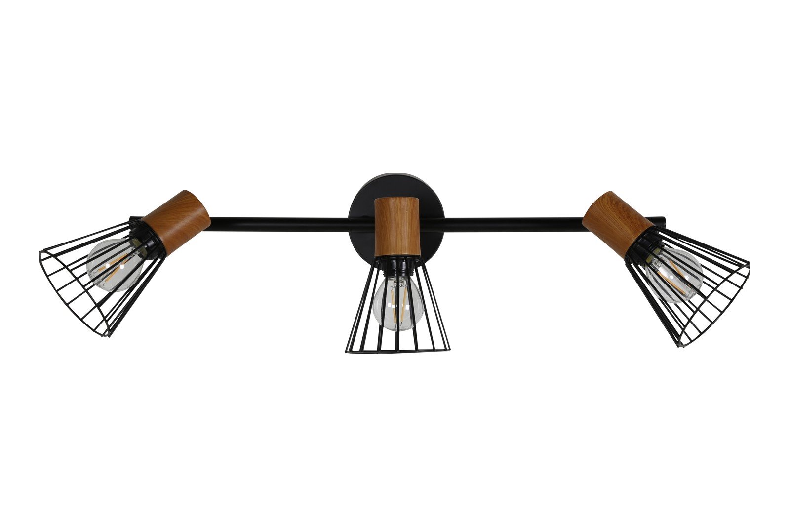 Atticus taklampe Sort metall, detaljer i tre