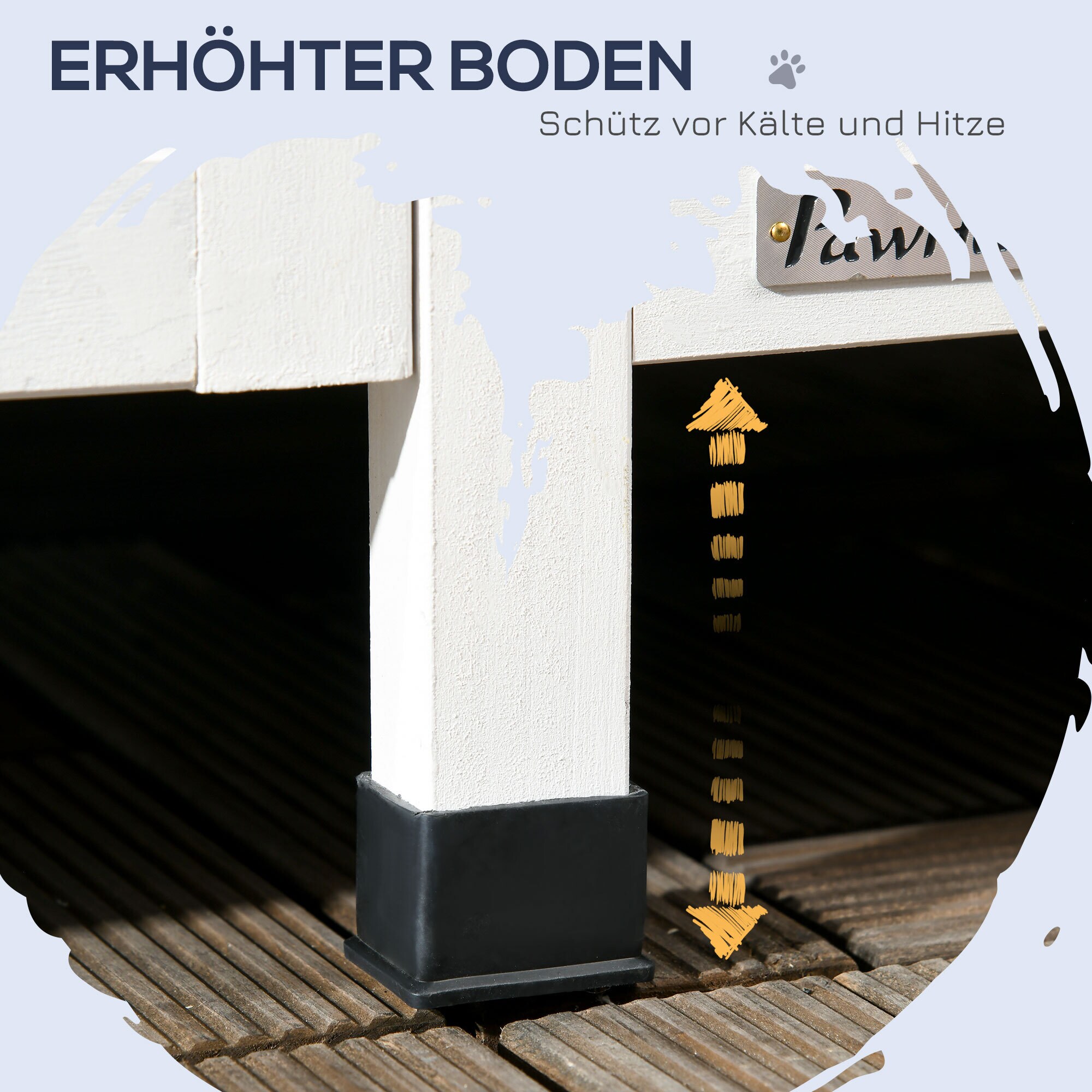 PawHut Katzenhaus mit Blumenkasten gelb 96L x 65B x 85,5H cm
