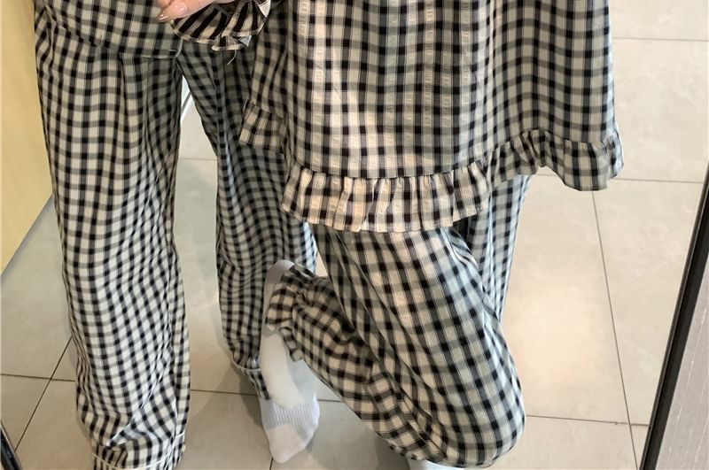 Tanee - Bijpassende geruite pyjamatop / broek / jurk / set voor koppels