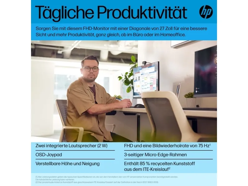 [OUTLET] - HP P27h G5 - P-Series - LED-skærm - 27