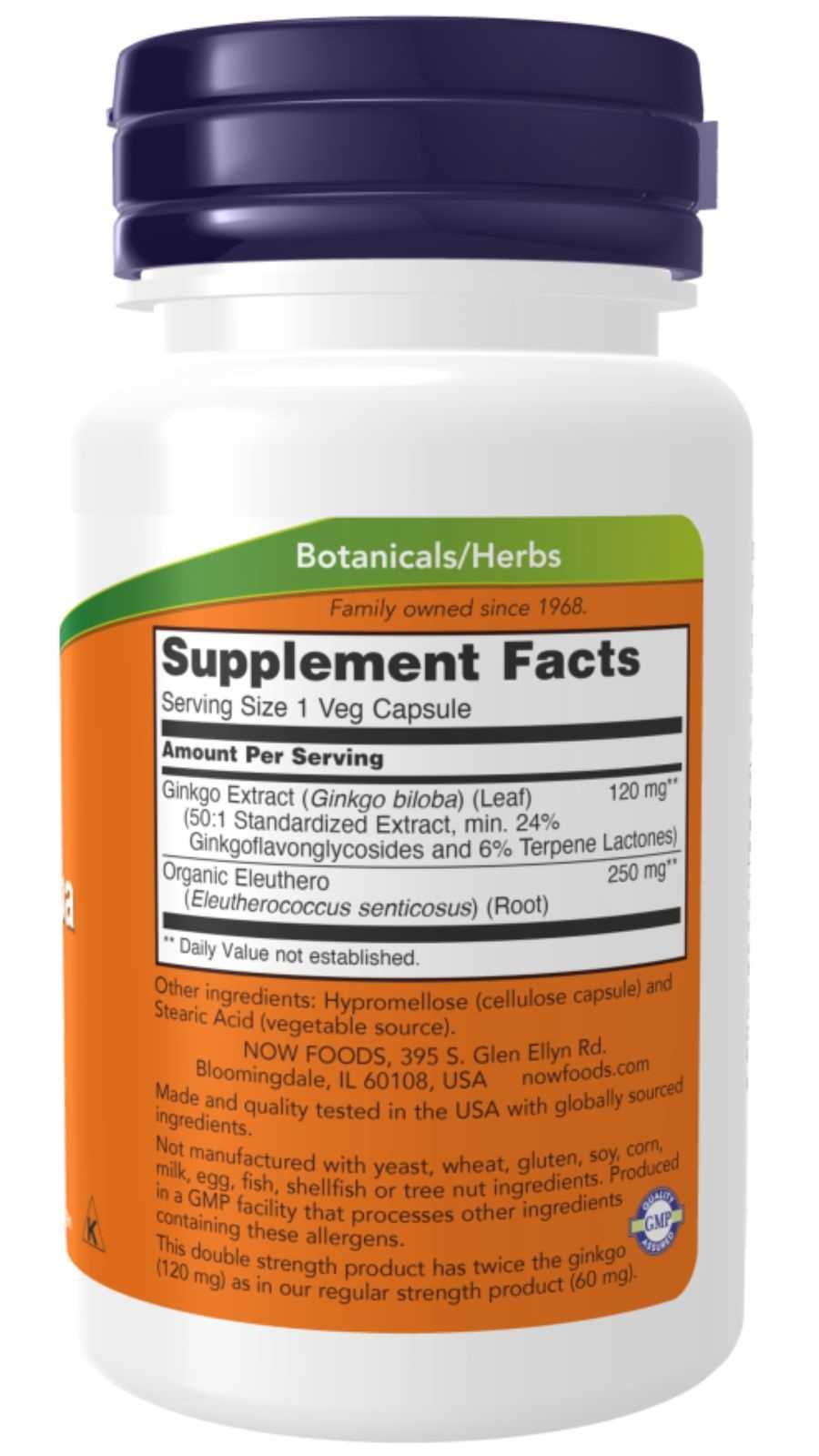 NOW Foods Ginkgo Biloba 120 mg 50 cápsulas
