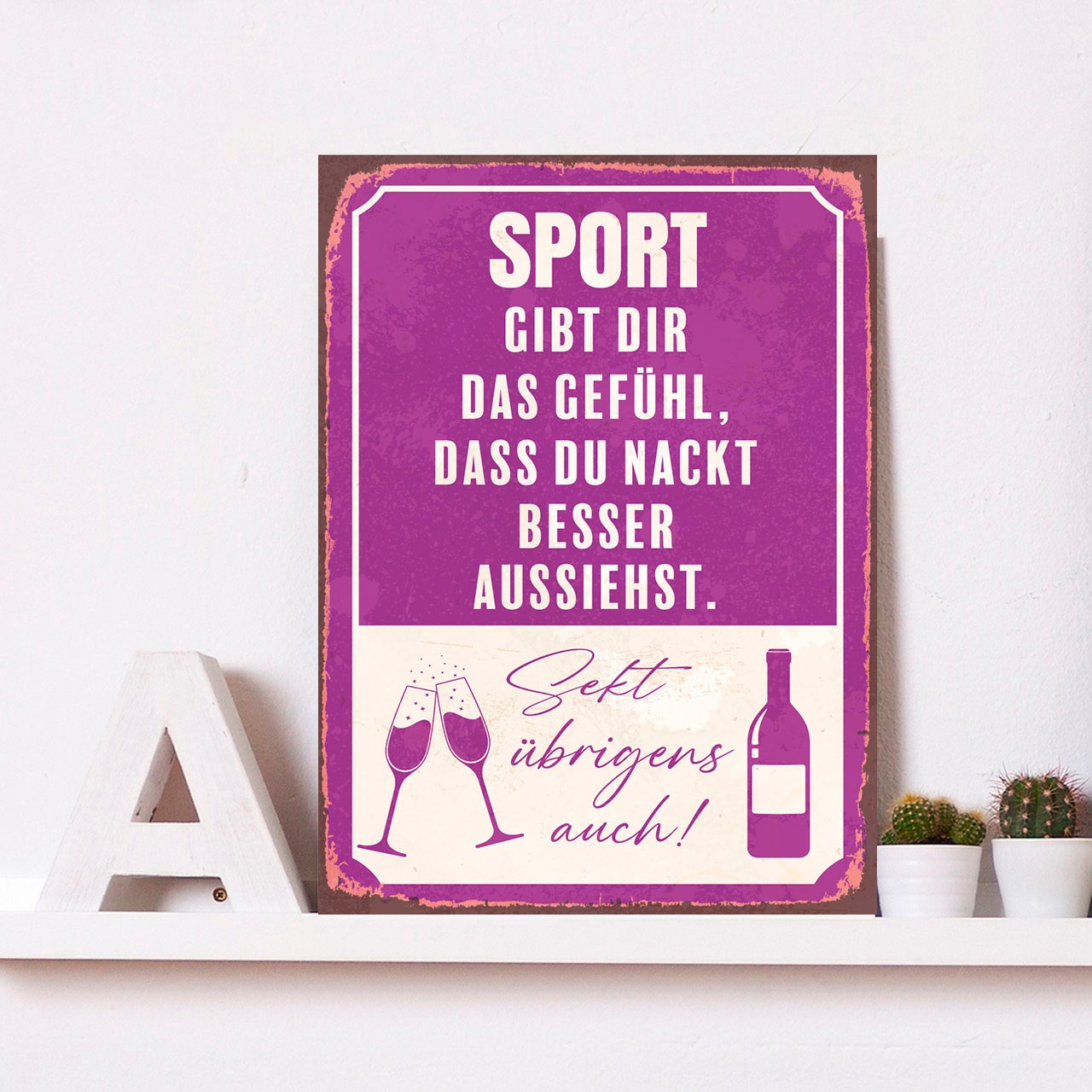 queence Metallbild »Sport« Getränke | Schriftzug | Schriftzüge | Sprüche | Sprüche & Texte 1 Stk. tlg. Stahlschilder