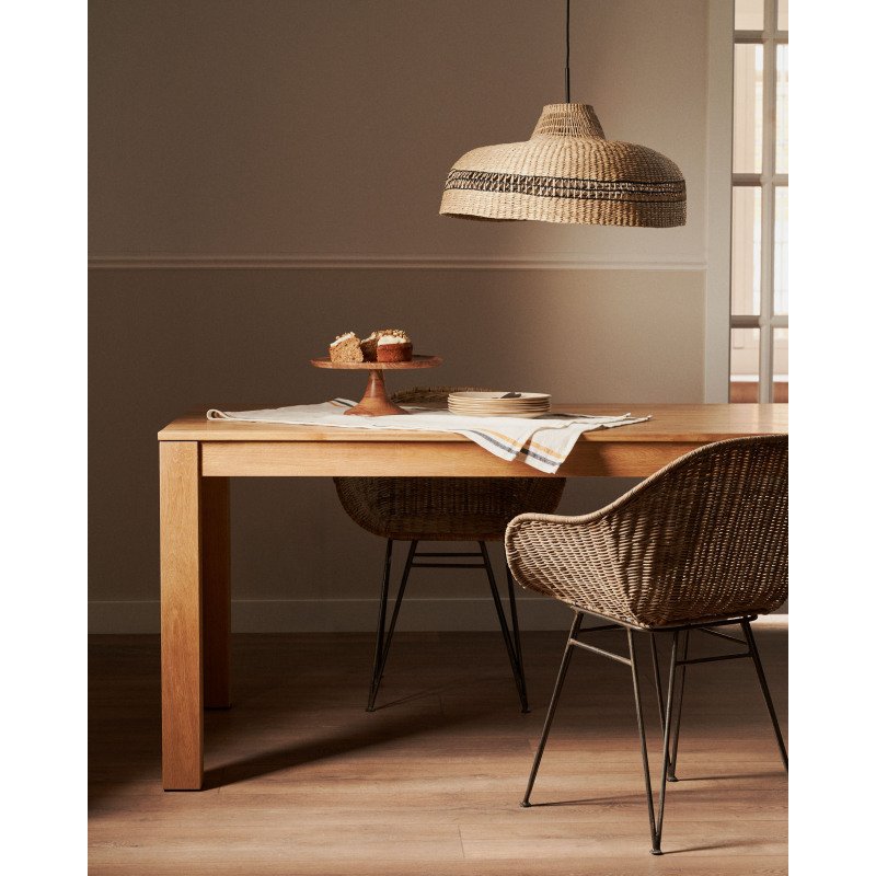 Abat-jour pour suspension Rupia fibres naturelles avec finition naturelle et noire Ø 55 cm