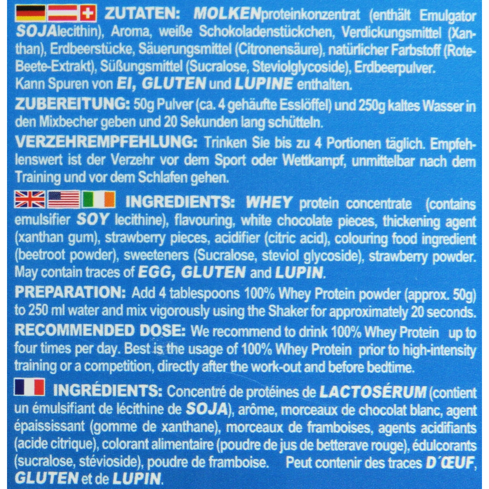 100% Whey Protein - 2350g - Erdbeer-Weiße Schokolade