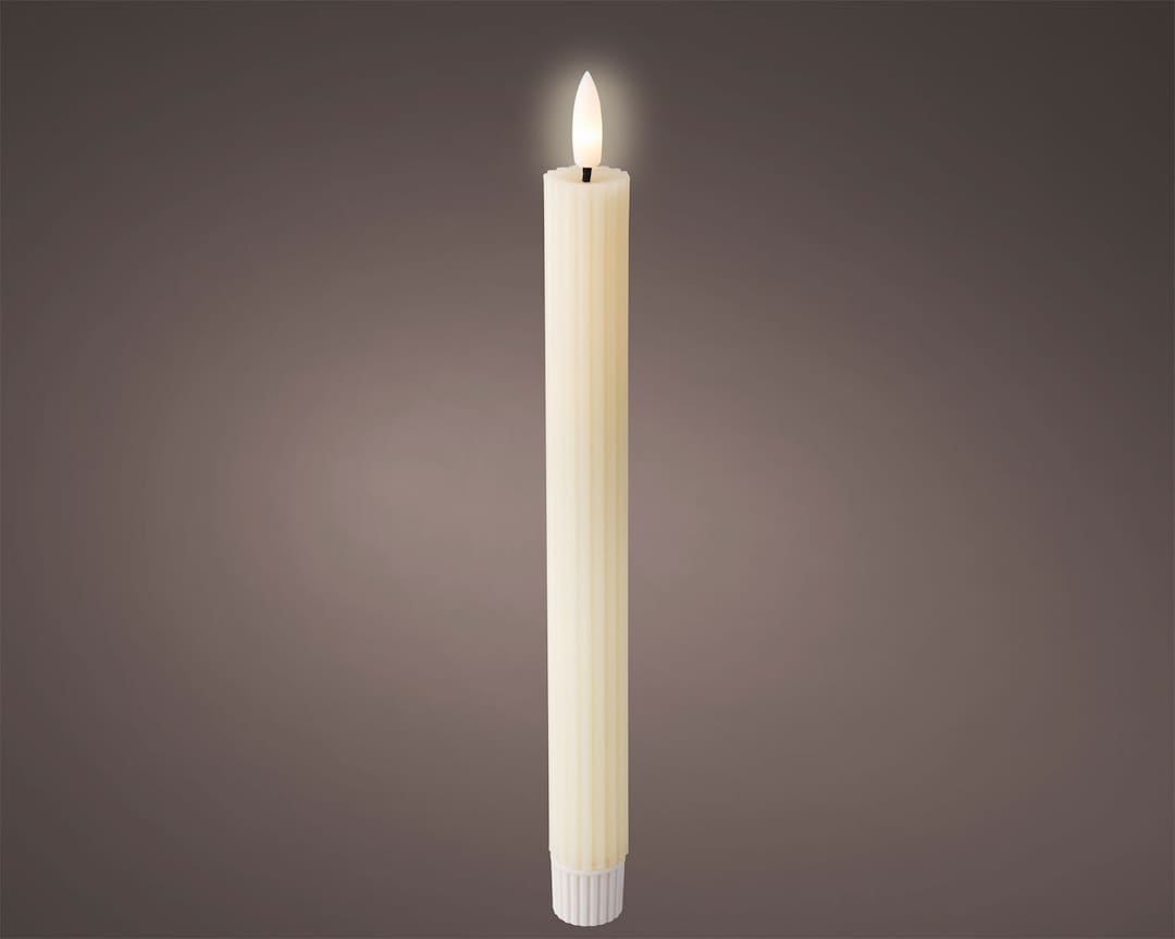 LED Kerze Wachs mit Timer 2er-Set je 24,5 cm weiß