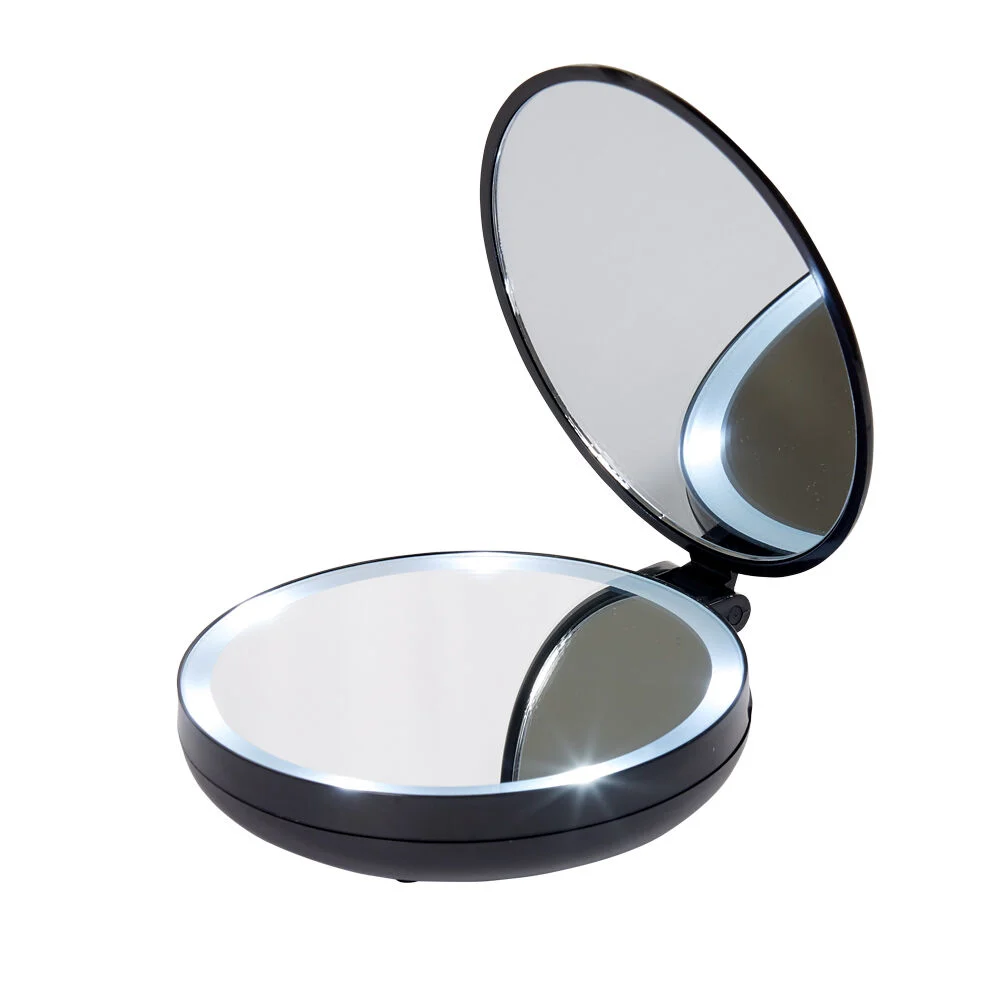 Miroir double rétractable sur pied rond noir LED